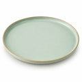 Assiette plate ronde 30 cm en céramique vert pâle avec bord brun - service de table