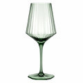 Verre à vin 450 ml en verre vert transparent à pied strié