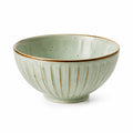Bol en céramique 700 ml 15 cm vert pâle strié pour repas