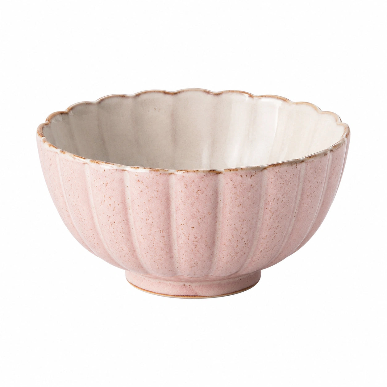 Bol 700 ml en céramique rose côtelé pour service