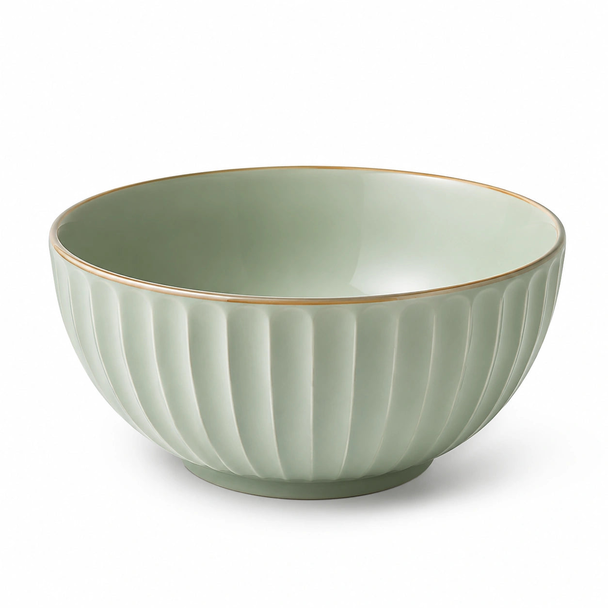 Bol en porcelaine 1800 ml vert nervuré pour service de table