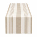 Chemin de table 180 x 33 cm en tissu beige et écru à rayures tissé décoratif