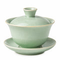 Gaiwan 180 ml en porcelaine céladon vert avec couvercle et soucoupe