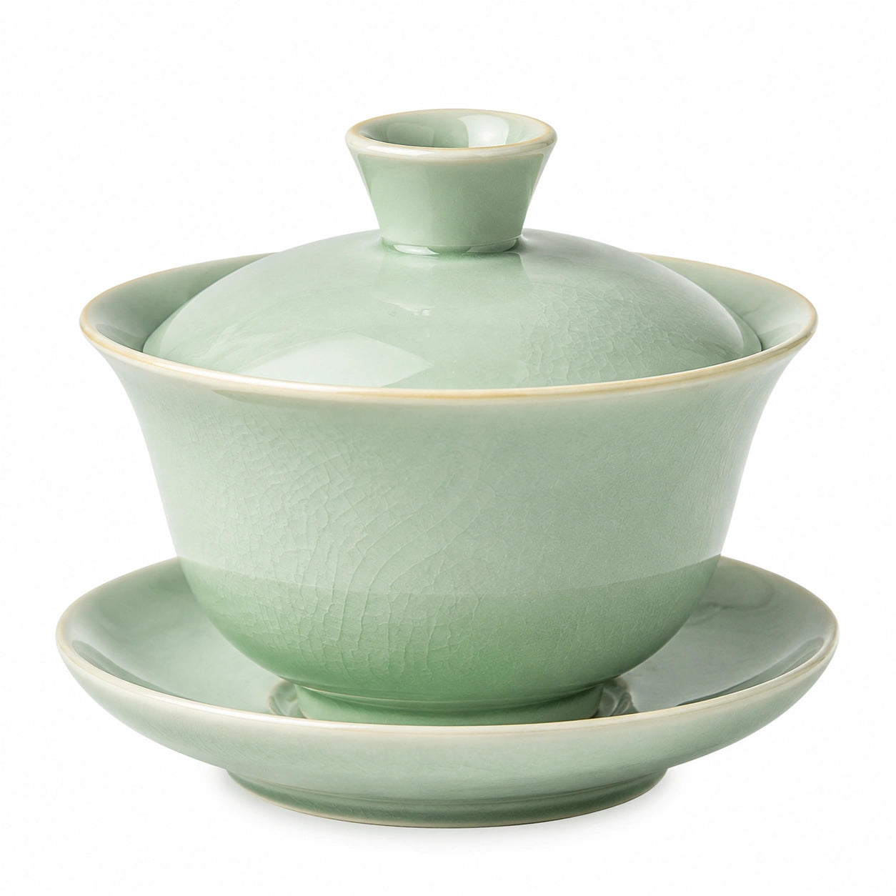 Gaiwan 180 ml en porcelaine céladon vert avec couvercle et soucoupe