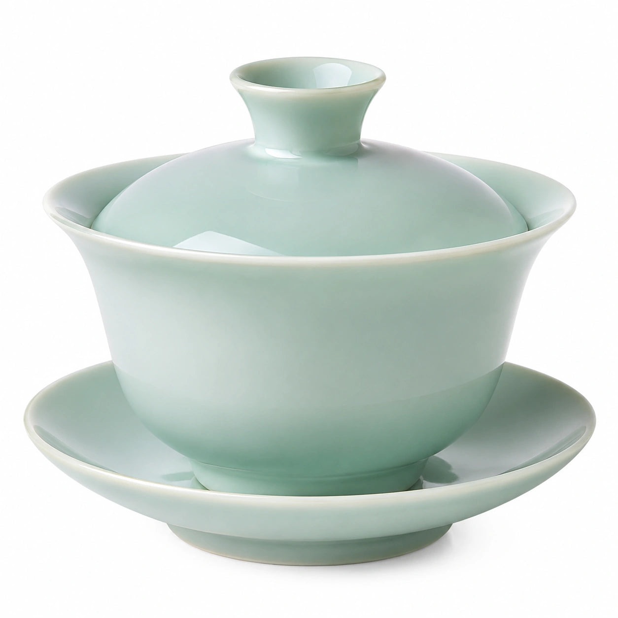 Gaiwan 150 ml en porcelaine vert céladon avec soucoupe - service à thé traditionnel