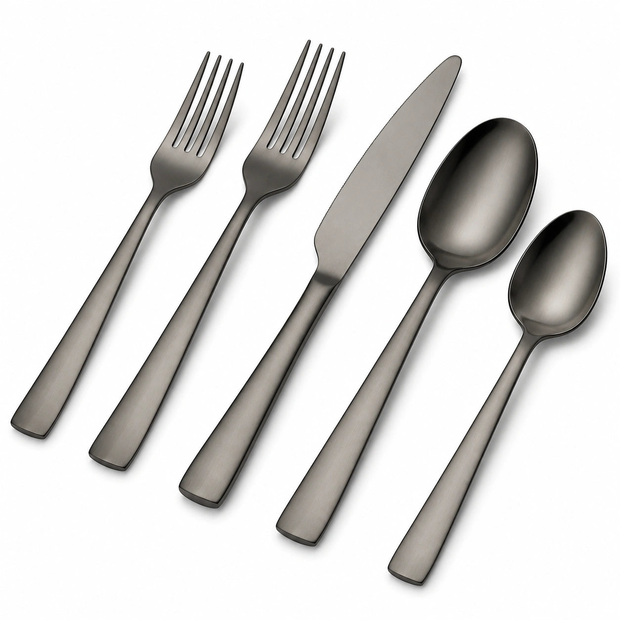 Ménagère 5 pièces acier inoxydable gris anthracite pour table style moderne