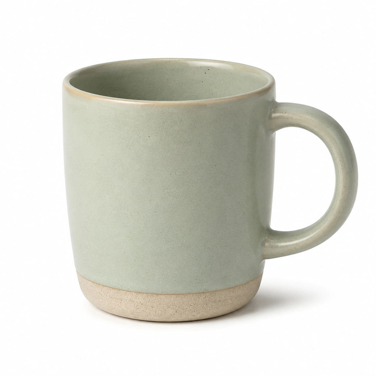 Mug en grès 350 ml 9 cm vert sauge avec anse style artisanal