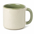 Tasse 350 ml en céramique beige et verte style rustique avec anse