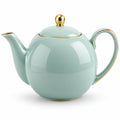 Théière en céramique 1200 ml vert menthe et doré pour service du thé style classique